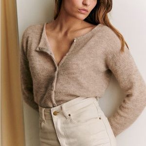 Sezane Gaspard Cardigan, Small, Light Beige